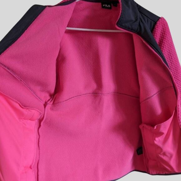 Fila Sport Jacket Women's Size Small Pink Gray Fleece Zip Outdoor Fall Layer - Picture 5 of 11